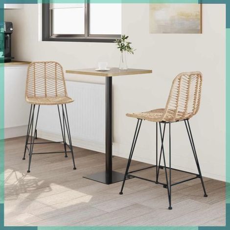 42011546 Chaise de bar 2 pcs Naturel 44,5 x 54,5 x 97,5 cm (1/5)