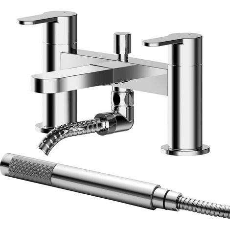 Balterley Consall Contemporary Bathroom Round Wall Mounted Bath Shower Mixer Tap, 45mm, Chrome