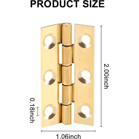 Lot de 4 charnières en laiton de 5 cm (2 pouces) adaptées aux portes de placards et aux coffres. Charnières à angle arrondi en laiton avec vis. (1/5)