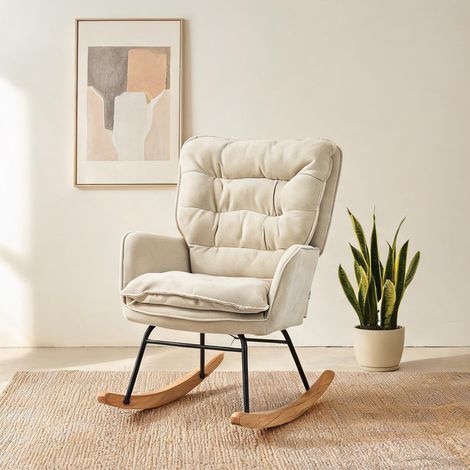 Fauteuil beige en polyester Schaumstoff 71 x 98,5 x 97 cm (1/5)