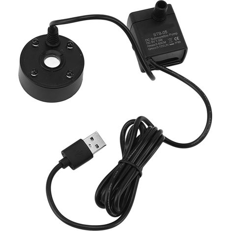 Brumisateur USB avec pompe, éclairage LED multicolore, fontaine, atomiseur, humidificateur, machine à brouillard 5V pour bassin, jardin ou bureau, noir (1/5)