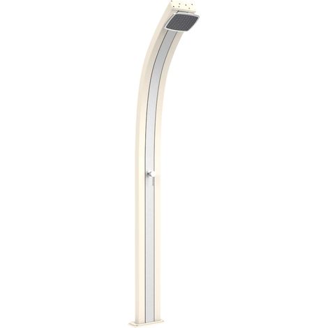 Doccia Solare da Esterno Giardino 25L Miscelatore Arkema Spring Fascia Inox Bianco Crema