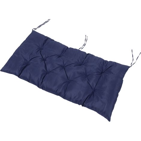 Coussin de banc et chaise balançoire intérieur extérieur antidérapant mobilier terrasse banc rotin 2 personnes 150x50 cm bleu marine (1/5)