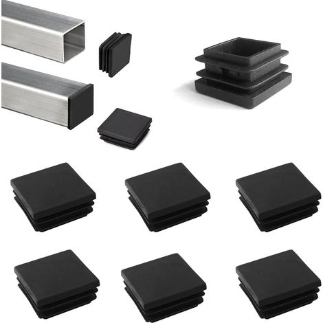 80 x 80mm Bouchon pour Tuyau Carré Noir D'extrémité Clôture Poteau Couvercle Tube Chaise Glide Insérer 6 pièces (1/5)
