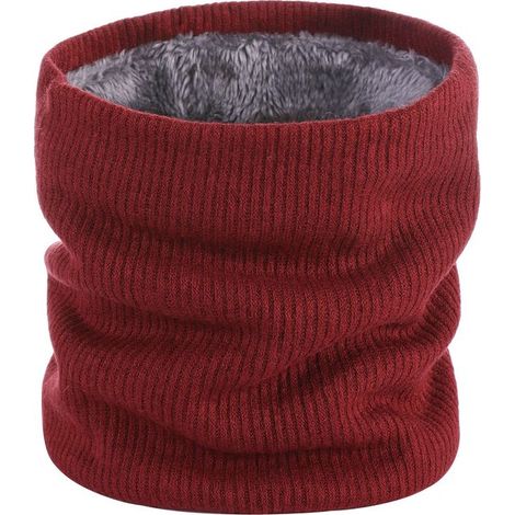 Cache-cou, écharpe chauffe-cou d'hiver, coupe-vent, élastique, doublure en maille douce et épaisse, 21 x 24 cm, marron châtaigne (1/5)
