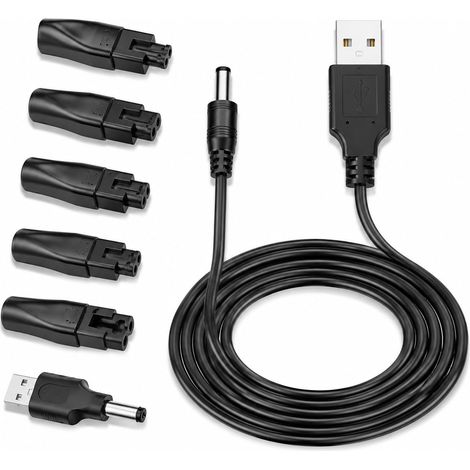 8 Pièces Chargeur de Rasoir 5V avec 7 Adaptateurs Universel USB Chargeur de Rasoir Câble, Purificateur d’Air Lampe de Table (1/5)