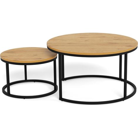 Conjunto mesa de centro Norsica 404 , 45x0x0cm, Diámetro: 80, MDF, Redonda (1/5)