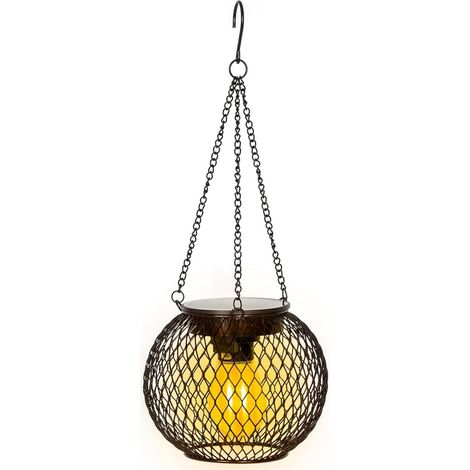 KLVGTIFS PU - Lampe solaire d'extérieur (lot de 1) en métal, à suspendre, étanche IP65, pour la décoration de jardin, noire. (1/5)