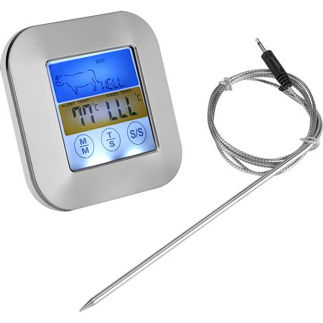 Thermomètre viande digital écran tactile sonde inox aimantée préréglages cuisson BBQ four cuisine alerte sonore minuterie (1/5)