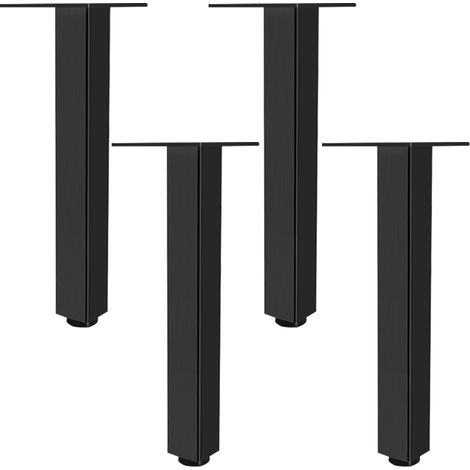 Noir, Lot de 4 Pieds de Meubles Pied de Table Ronds Réglable, Aluminum Alloy 6-60cm Socles Pieds Meuble Cuisine TV Commode Pieds pour Meuble de Salle de Bain Vis Inclus-30cm/11.8" (1/5)