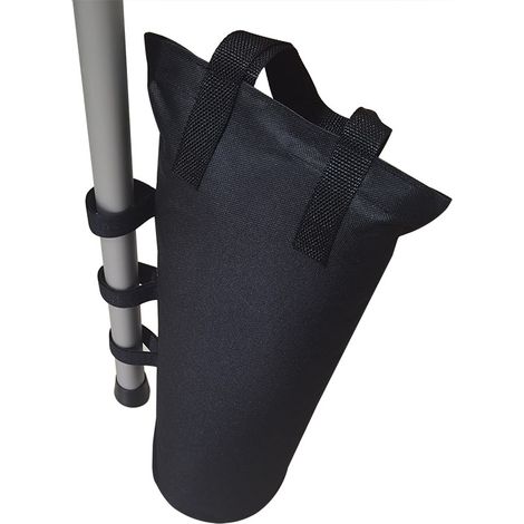 Lot de 4 sacs de lestage pour tonnelle - Pour auvent, tente - Sacs de lestage pour le sable - Pour extérieur instantané - Pieds lestés - Noir (style fermeture éclair, noir) (1/5)