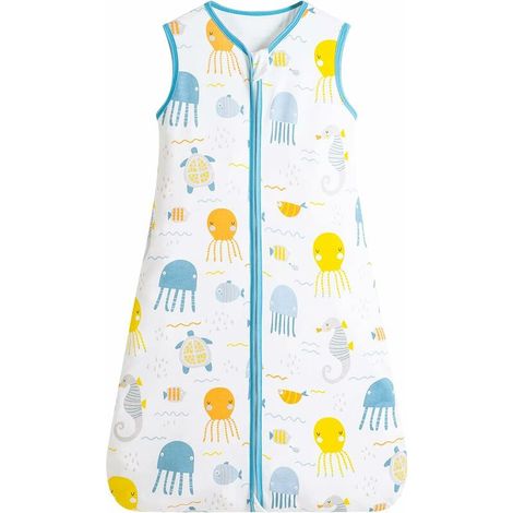 Gigoteuse Bébé Coton Turbulette Gigoteuse été Fille et Garçon,sans Manches Sac de Couchage pour bébé Longueur 70-85CM(M, Famille de méduses) (1/5)