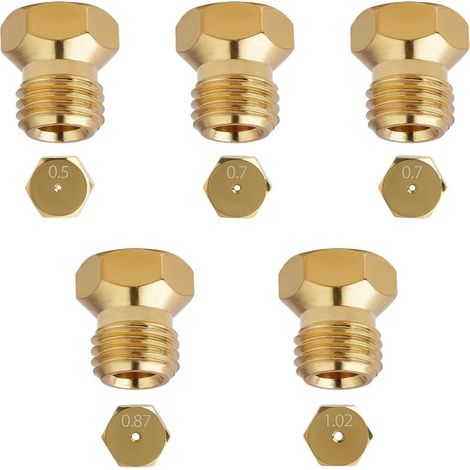 5 Pièces Gicleur gaz Butane, Injecteur de Gaz Gicleur Bouteille Kit de Conversion, Gicleurs pour Gaz Butane et Propane, Injecteurs Universels pour Cuisinière à Gaz, Gicleur de Propane (1/5)