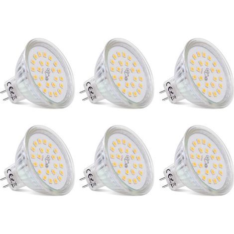 MR16 LED Spot Bulbs, GU5.3 Base, Warm White 2700K, 3.8W, Equivalent to 40W Halogen, GU5.3 12V Non-Dimmable 430 Lumen MR16 LED Lamp, Pack of 6 [Energy Class E] (1/5)