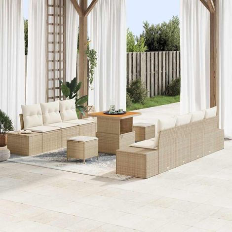 Set Divano da Giardino 10 pz Beige polyrattan vidaXL (1/5)