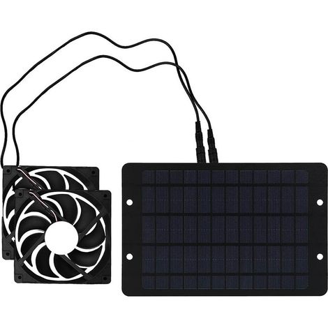 10W 12V Solar-Abluftventilator-Set für Gewächshaus, Hühnerstall, Schuppen, Solarpanel + 2 Aluminium/Acryl-ABS-Ventilatoren. (1/5)