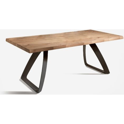 Mesa de comedor extensible de madera y metal 160/240x90 Timber - Roble (1/5)