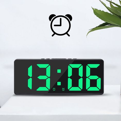 Horloge Numérique - Affichage LED Grand Format - Fonction Réveil Double - Mode Silencieux et Réglage Luminosité - Pour Chambre Bureau Cuisine - Noir (1/5)