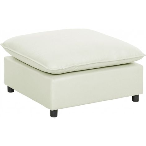 Modern Fabric Ottoman with Plastic Legs, 75 cm, Cream White