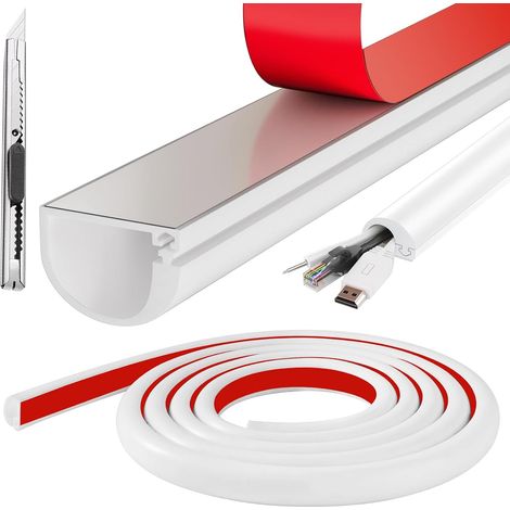 Goulotte Electrique De Câble Autocollante En Silicone Flexible De 4 M  Goulotte Passe Câble Mural Pour Cacher Les Fils – Idéal Pour La Maison Ou Le Bureau Couleur Blanc (1/5)