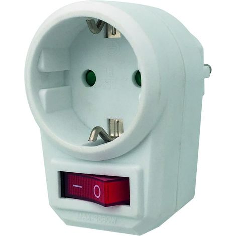 Adaptateur simple avec interrupteur, 10 A, 250 V, design pratique, utile pour contrôler les appareils électriques à la maison ou au bureau.