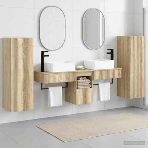 vidaXL Bathroom Furniture Set 5 pcs Sonoma Oak 33 x 34.5 x 100 cm (1/5)