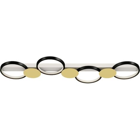 Bardusch - Plafonnier LED 38 W 1500 lm 3000 K-6500 K, lampe de salon avec 4 ampoules, télécommande, noir et or (1/5)