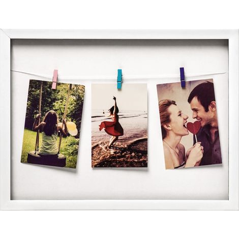 Premier Housewares Washing Line White Plastic 3 Peg Photo Frame