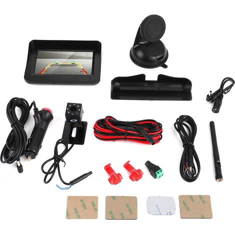 Caméra de recul sans fil WiFi 4.3 pouces HD avec moniteur, plaque d'immatriculation pour stationnement (1/5)