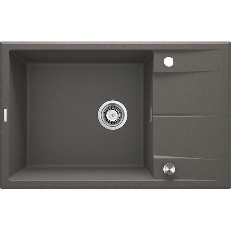 Lavello cucina in granito con 1 vasca e gocciolatoio 78x50 cm antracite metallizzato - Lyra