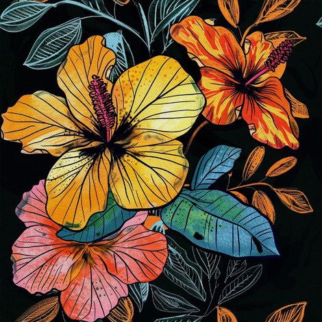 Tela Oxford para decoración de exteriores - Motivo de flores I DX5150 (1/5)