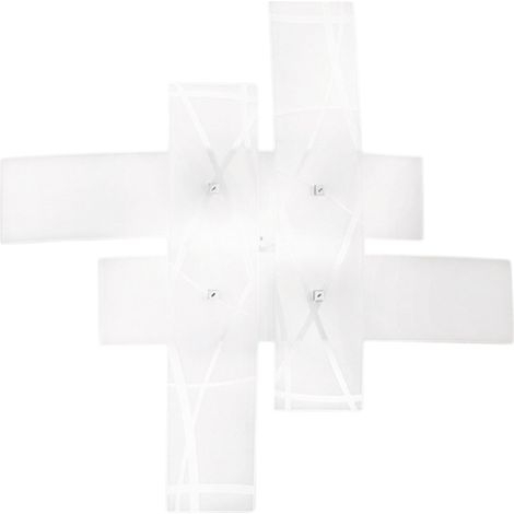 FRIDA P/G APPLIQUE IN METALLO E VETRO SATINATO E BIANCO FINITURA CROMO 4 LUCI ATTACCO E27 91x91CM (1/3)
