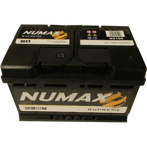 Batterie de démarrage Numax Supreme LB3 XS100 12V 75Ah / 750A (1/2)