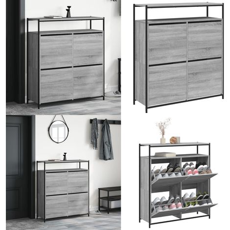 Armoire à chaussures 4 tiroirs rabattables sonoma gris - Armoire À Chaussures - Meuble Chaussure - Rangement Chaussures - Étagère Chaussures - Organiseur Chaussures - Home & Living