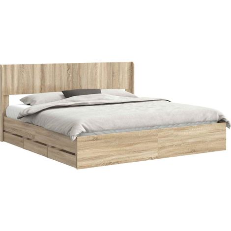 Struttura del letto con stoccaggio e testata Rovere Sonoma vidaXL (1/5)