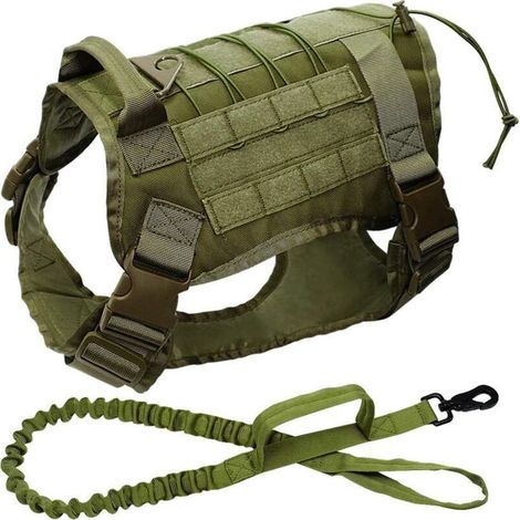 Gilet tactique pour chien de travail militaire (K9). Laisse élastique en nylon. Chien d'assistance. Entraînement militaire. Chasse pour chiens de taille moyenne et grande. (1/5)