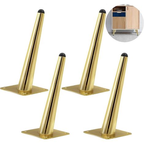 Pieds de meuble réglables, pieds de meubles dorés, 20 cm, ensemble de 4 pieds de table en métal, pieds de canapé médiévaux inclinés, supports de meuble de remplacement à faire soi-même, 15 cm (6 pouce (1/5)