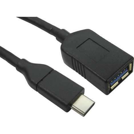 Adaptateur USB RS PRO, USB A vers USB C, Noir, 1m ( Prix pour 1 )
