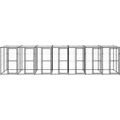 Maison Exclusive - Outdoor-Hundezwinger Stahl mit Überdachung 16, (1/5)