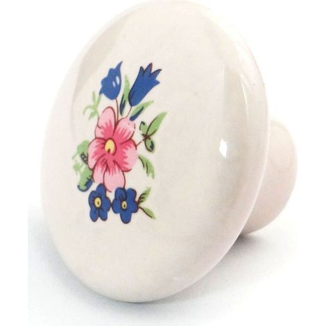 Porzellanknopf KIM Ø 39 mm Porzellan Blume (1/4)