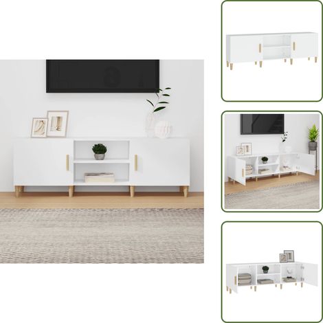 Meuble TV Blanc 150x30x50 cm Bois d'ingénierie - Meubles Tv - Meuble Tv - Support Tv - Unité Tv - Meuble Design (1/5)
