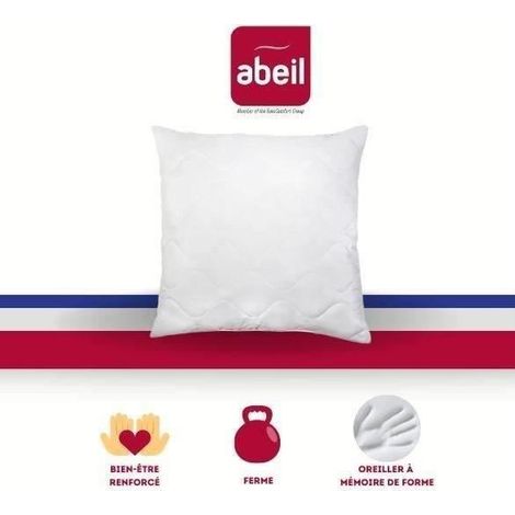 ABEIL Oreiller a memoire de forme matelasse 60x60 cm blanc (1/6)