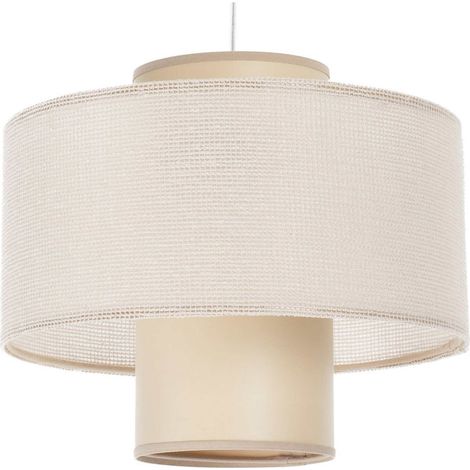 Suspension en jute et lin style naturel lumière douce ajustable - Beige naturel en jute et lin (1/5)