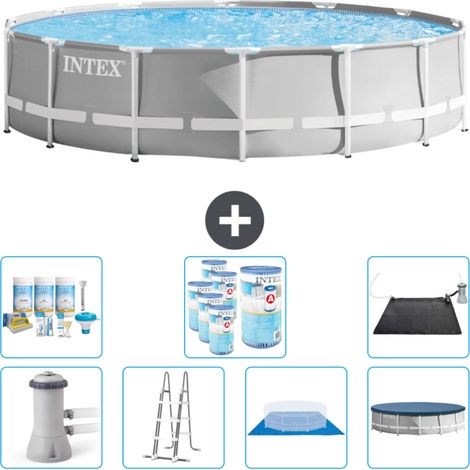 Piscine Intex Round Prism Frame - 427 x 107 cm - Grise - Comprend des Accessoires CB44 (1/4)