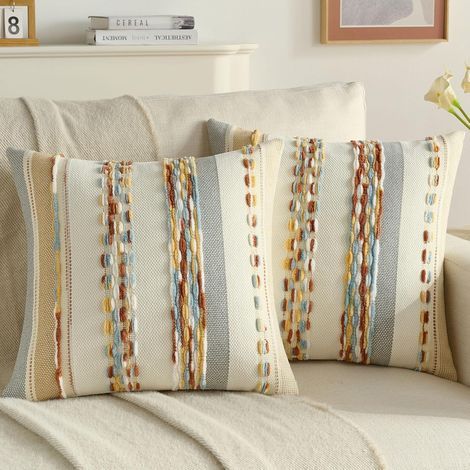 Set of 2 Cushion Covers, 45x45 cm, Chenille Fabric, Zipper Closure, Living Room/Bedroom Decoration (1/5)