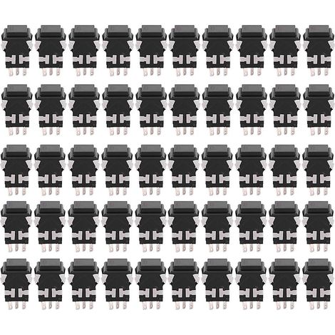 50 boutons-poussoirs de réinitialisation à 8 broches avec témoin lumineux, noir, 220 V (1/5)
