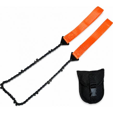 Scie à chaîne portative à main, 11 dents, 24 pouces, scie filaire de poche pour survie en camping extérieur, avec sac de rangement, destinée à couper le bois (1/5)