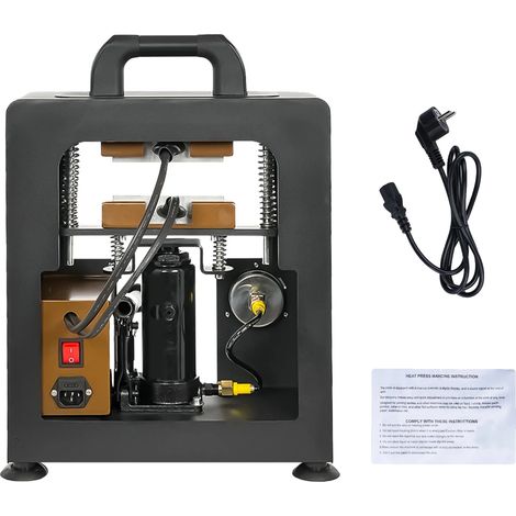 Machine de Presse Thermique Hydraulique Manuelle, Puissance de 300W, Capacité de Pression de 5 Tonnes, Plaque de Chauffage de 6 cm x 12 cm, Système de Chauffage Double, Certifiée CE et FCC (1/5)