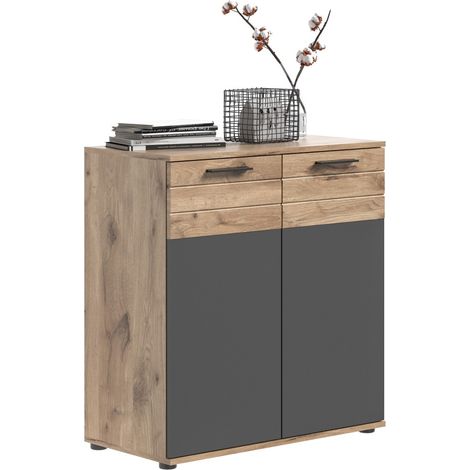 Buffet 2 porte – Grigio antracite e quercia chiara – SELMA