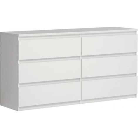 Commode - Meuble CHELSEA 6 Tiroirs - Couleur blanc mat - L 154 x P 42,2 x H 79,9 cm (1/5)
